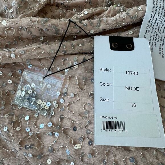 MAC DUGGAL Sequin Dress with Embellished Hemline and Belt size 16 NWT - Picture 8 of 8